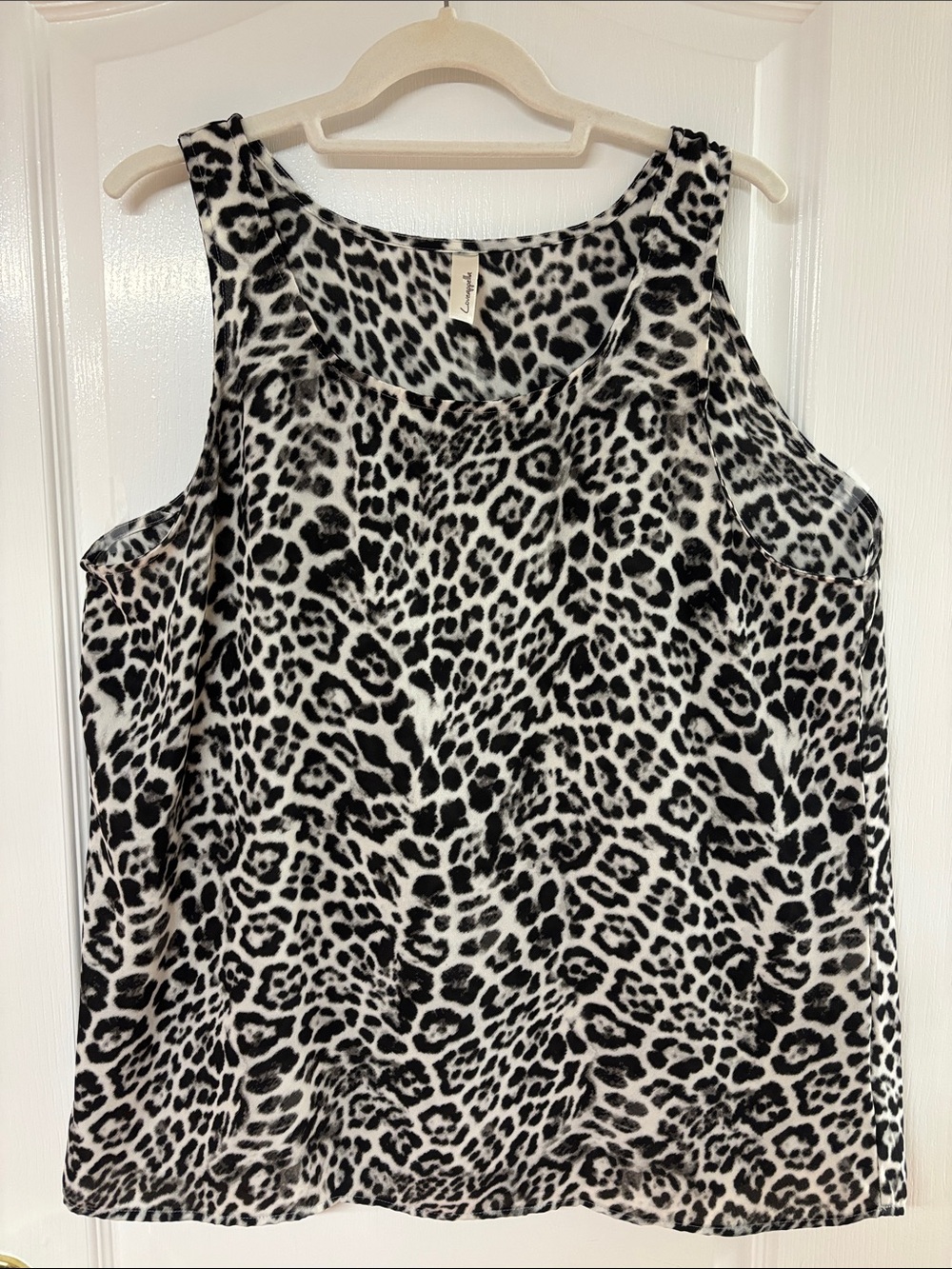 Loveappella Black & White Leopard Print Tank Top